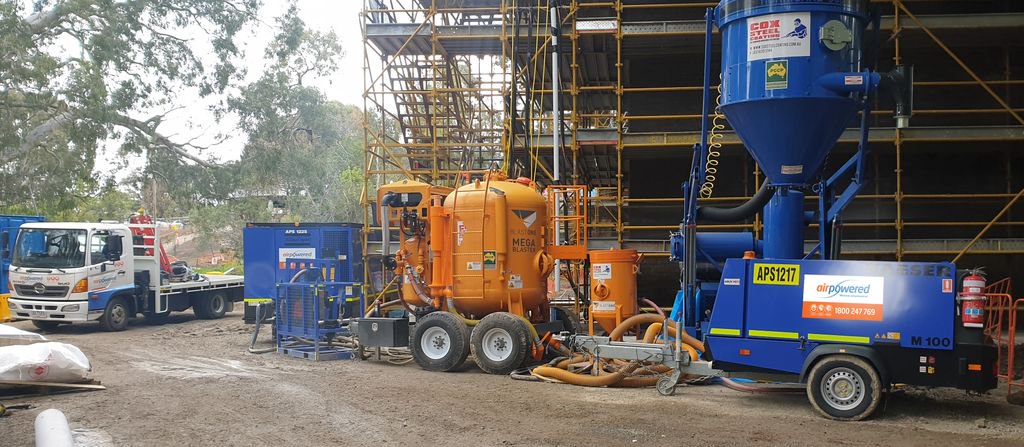 Air_Powered's tweet photo. Give me a home among the gumtrees! Our diesel compressors look right at home on site in Kew, with Cox Steel Coatings. 

#airpowered #coxsteelcoatings #melbourne #kew #dieselcompressors #compressors #construction #weknowcompressedair https://t.co/OXVtFKG8ub