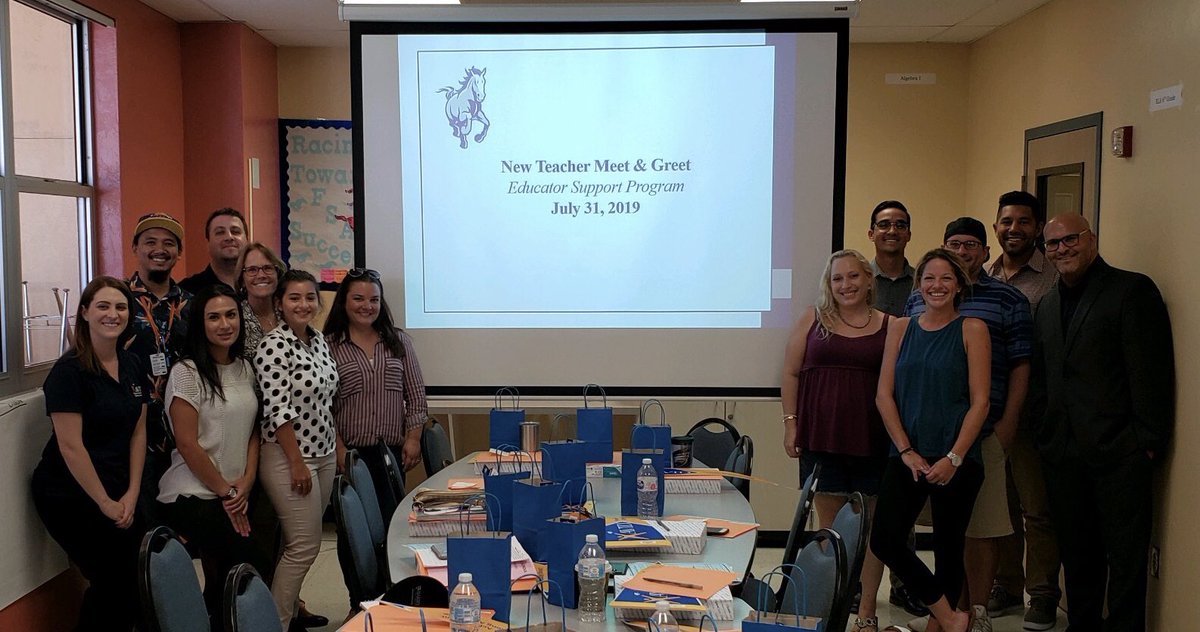 Vela_Ldrshp's tweet photo. Welcomed the newest members of our world-class Mustang team at today’s New Teacher Meet &amp; Greet! @WoodlandsMS_PBC #ConnectSupportAccelerate https://t.co/j7pec8QFL5