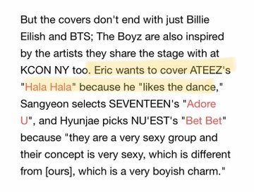  #TheBoyz Eric said he want to cover  #ATEEZ   HALA HALA 