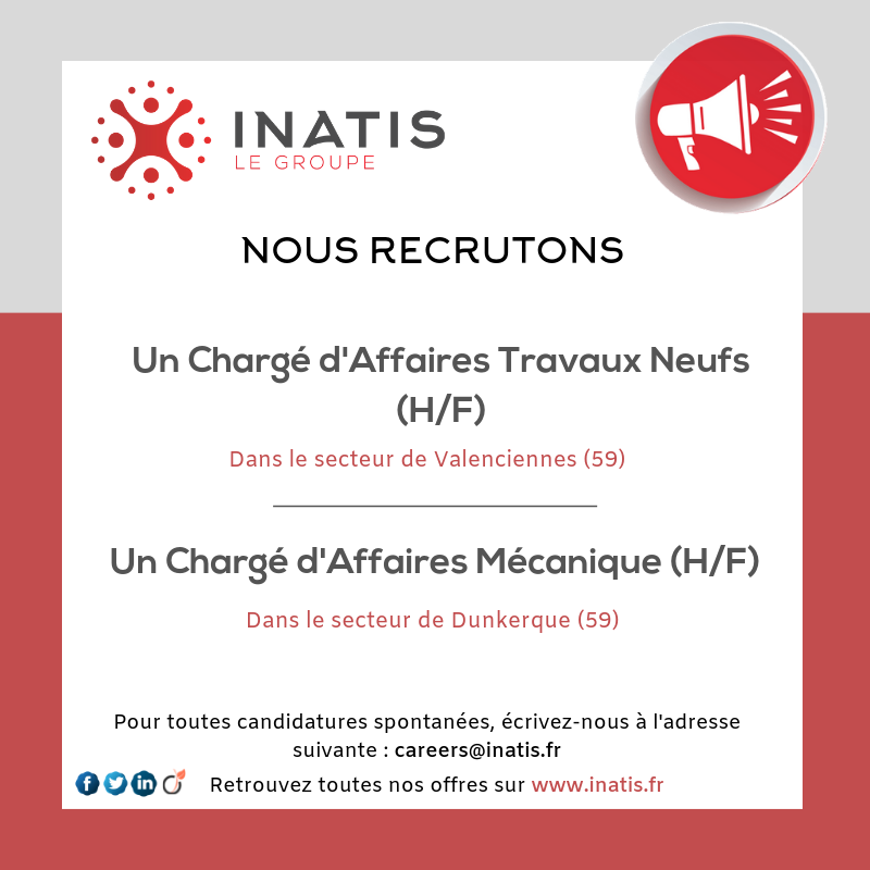 #InatisRecrute 📢

Nous sommes à la recherche de talents afin d'intervenir sur les différentes phases des projets de nos clients.

👉 Découvrez toutes nos offres et opportunités de carrières sur inatis.fr dans la rubrique Carrières.