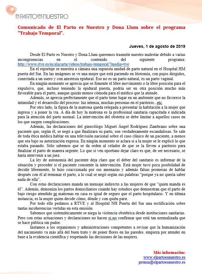 elpartoesnuestr's tweet photo. #HMPuertadelSur #TrabajoTemporalTVE @HMHOSPITALES @trabajotemp_tve  #AsíNO #leydeautonomiadelpaciente #ponunamatronaentuvida #unamatronamásunacesáreamenos #ElPartoEsNuestro @DonaLlum https://t.co/lfkEmqXHmv