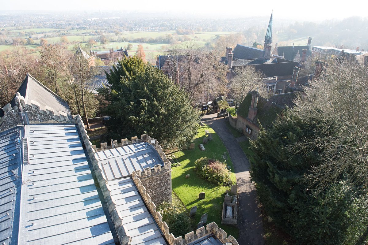We're a small charity with a big task: helping look after Harrow's Grade-1-listed "church on the Hill"; <a href="/StMarysHarrow/">St Mary's Harrow</a>. It's the highest point in Middlesex: here's the view from the base of the spire, looking over the City of London to far beyond Docklands. Next open day: 24 Aug!
