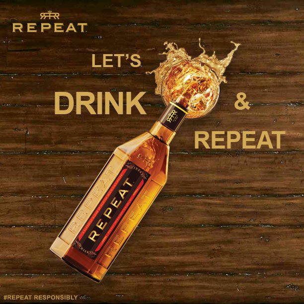 Let's drink &amp; Repeat!
#Whisky #Brew #DrinkResponsibly #Repeat #Premium #Grain #Cheers #GoodThingsCallForARepeat #RepeatWhisky #RepeatDrinkers