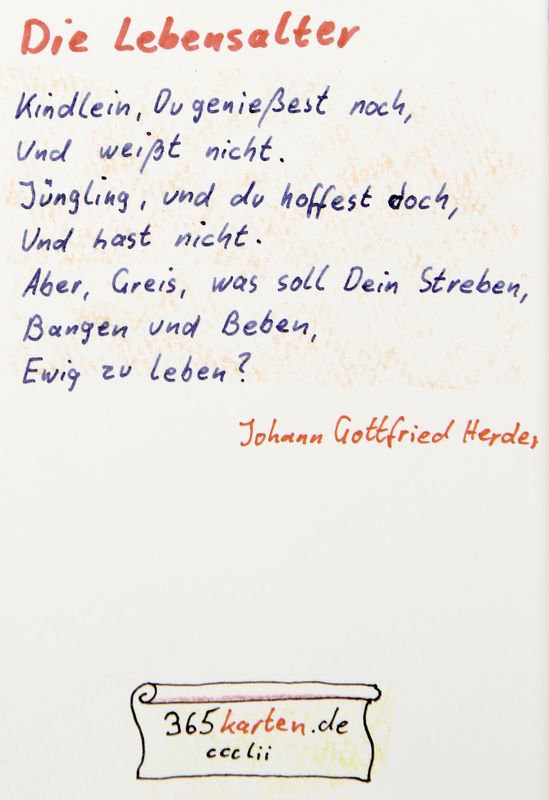 365karten's tweet photo. Lebensalter, kurz betrachtet.
Johann Gottfried #Herder

#Gedichte
#Poesie
#365Karten https://t.co/voG57CiT6l