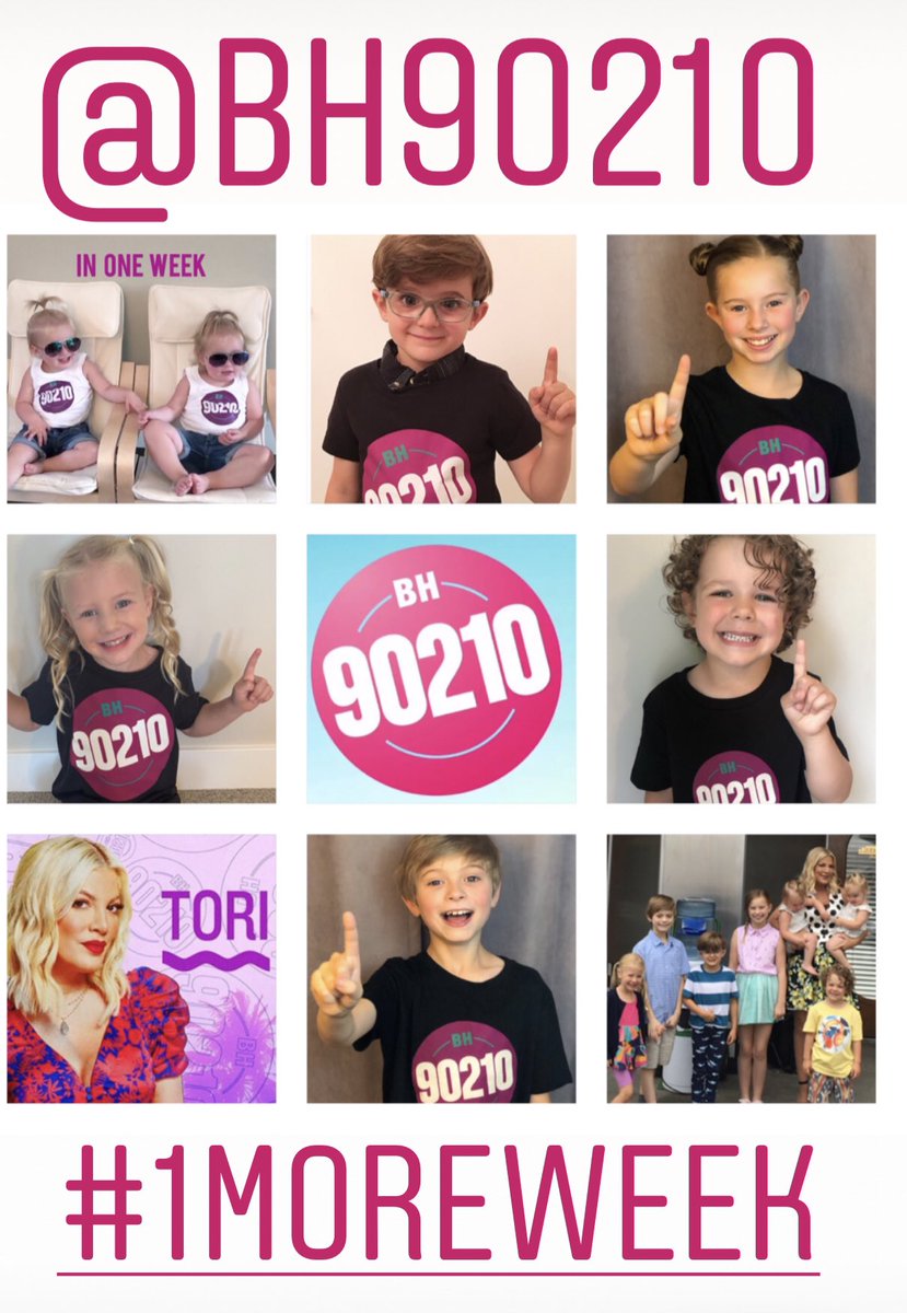 1more week #BH90210 premieres <a href="/FOXTV/">FOX</a> <a href="/GlobalTV/">Global TV</a> Aug 7 9/8c #cantwait for u all to meet #toriskids <a href="/torispelling/">Tori Spelling</a> is the #sweetestsetmomever ♥️