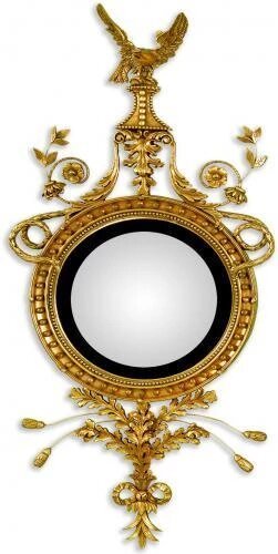 Find federal style convex mirror with its range of Robert Adam influence dates back into early 19th Century.

Shop now - tinyurl.com/y5rpct78