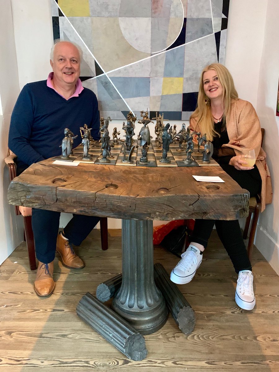 CulturalBlast's tweet photo. Chess anyone? A great Nick Davis piece (table and all) at Woburn Mosaic Art Gallery. A Gallery that turns into a wine bar in the evening. Classy. ⁦@woburnmosaic⁩ ⁦@NickDavisArt⁩ https://t.co/FnwjAWNERw