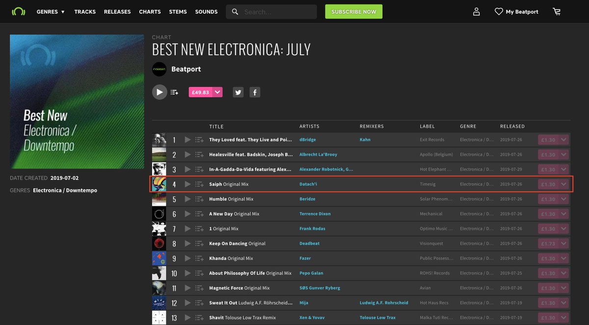 cargoindiedistr's tweet image. FEATURED on @beatport Best New Electronica: July @datachi_ 'Saiph' @Planetmurecords beatport.com/chart/best-new…