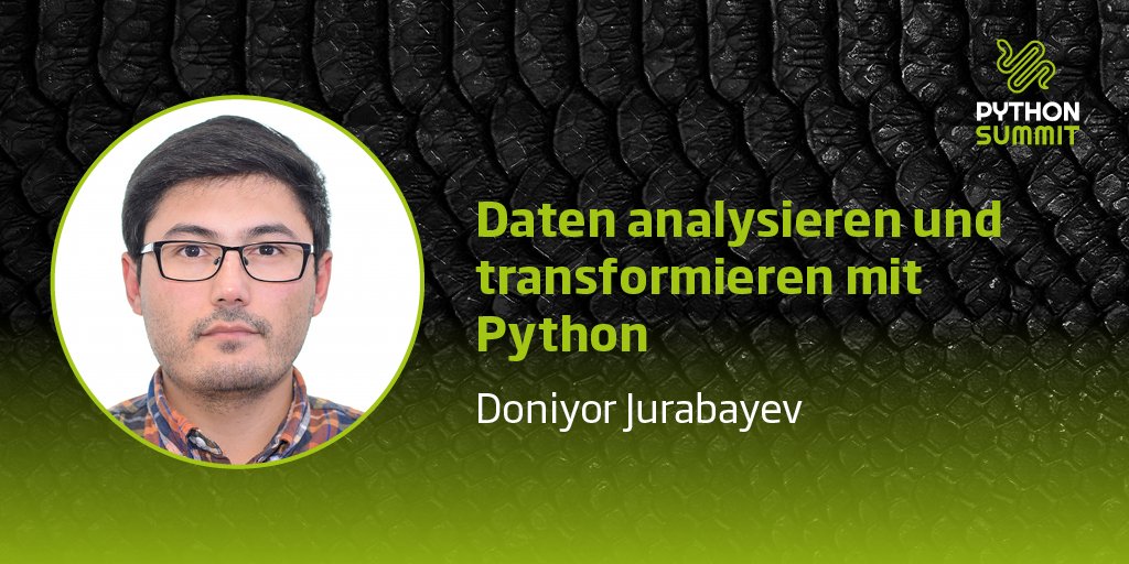 python_summit's tweet image. Was ihr alles beim #Python_Summit lernen könnt? 🐍 Zum Beispiel wie man mit #Python Daten analysieren und transformieren kann, im Workshop von Doniyor Jurabayev 📋 Hier erfahrt ihr mehr zum Inhalt ➨ ow.ly/zdms30p9xxU