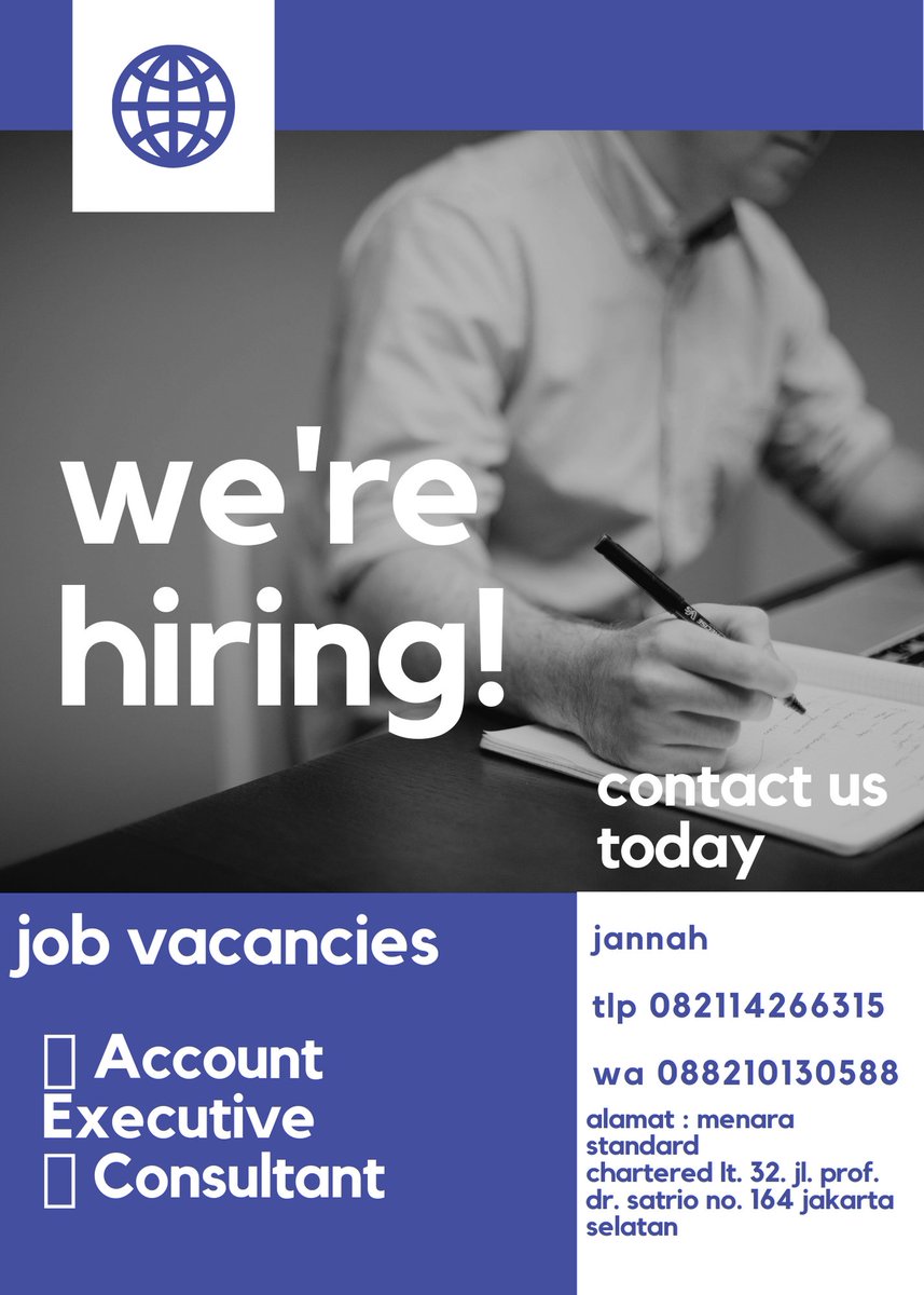 khulya_jannah's tweet photo. Walk in interview senin - jumat pukul 09.00 - 11.00 

#lokerjakarta #LOKER #lokerterbaru #lokerjabodetabek #lowongan #lowongankerja #kerja #lokerterbaru #LOWONGANKERJA https://t.co/idsIKk3V19