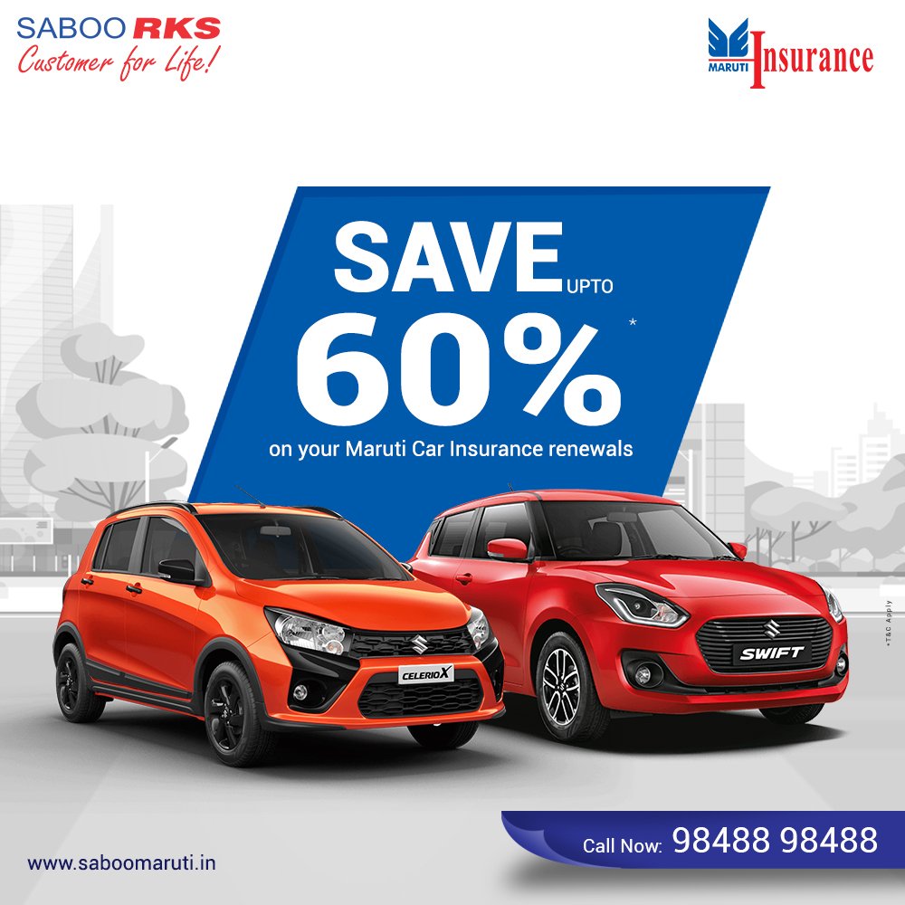Why Maruti Insurance ?

-One Stop Shop for All Insurance Needs
- Quality Repairs at Authorized Dealer Workshops
- No Hidden Charges
Now #SAVE upto60% on your Maruti Car Insurance #Renewals. 
# ForDetails-9848898488
#Visit: bit.ly/2Yeafrs
#MarutiSuzuki #Arena #SabooRKS