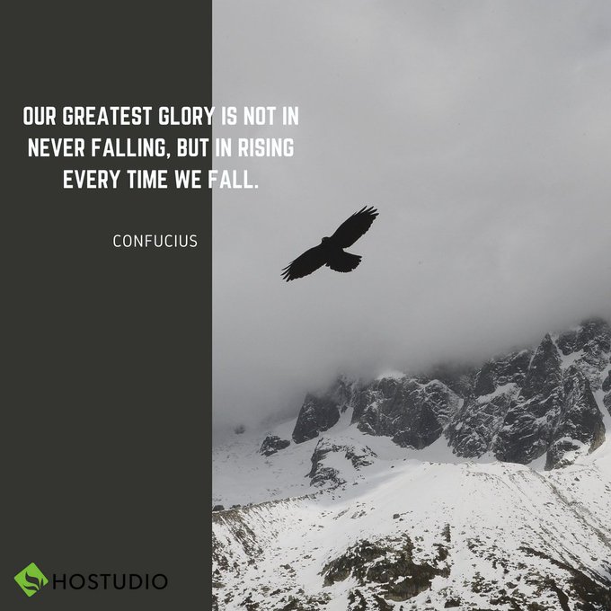 'Our greatest glory is not in never falling, but in rising every time we fall.' - Confucius.

#ThursdayThoughts  #Inspirational #Wisdom #QuoteGoals #QOTD