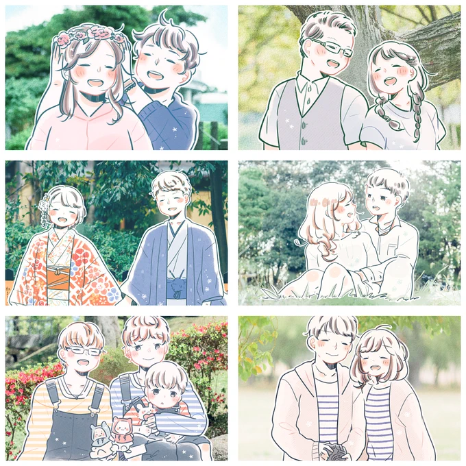 ラブグラフで担当させて頂いた作品。
ご指名ありがとうございました…!

素敵なお写真と皆さんの笑顔に癒されつつ、
とっても楽しく描かせて頂きました☺️✨

秋頃に指名再開を予定しています🍁 