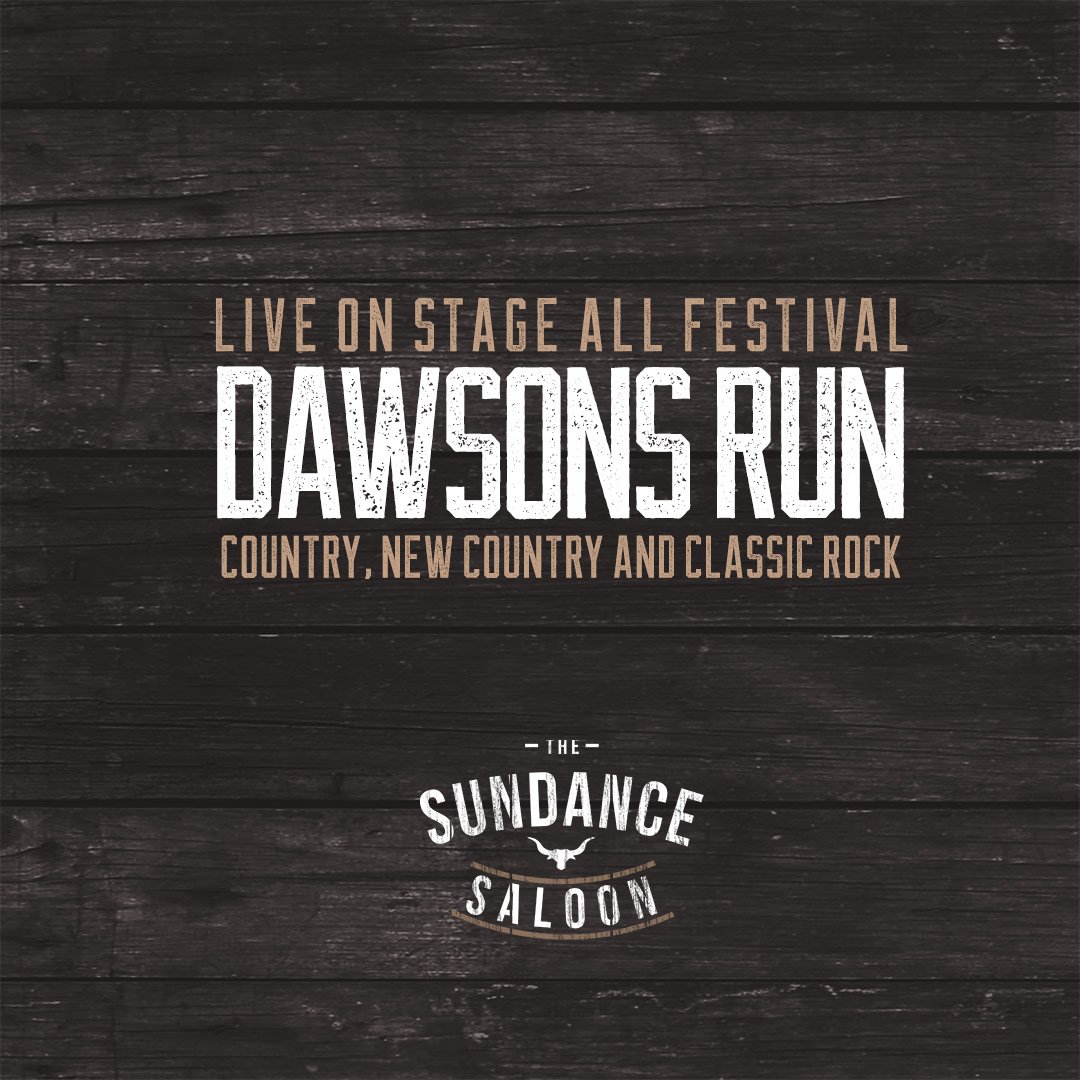 The Sundance Saloon is bringing the boot scootin' to the George Street Festival all week long! Featuring Dawson's Run with the perfect mix of country, new country and classic rock! August 1st-7th! #DownstairsSundance #CountryRocks