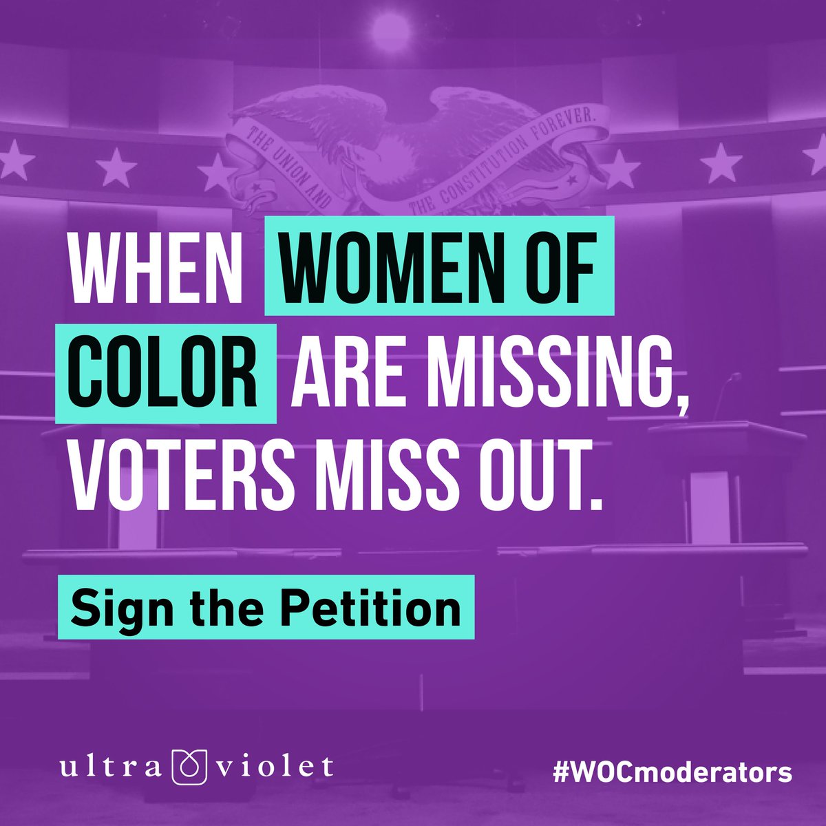 UltraViolet's tweet photo. β
The most diverse group of candidates in history
β
Millions of women of color voters
β #WOCmoderators
Tell @ABC and all networks to add women of color moderators to EVERY #DemDebate: https://t.co/APIskwpldW https://t.co/acUomVitcb