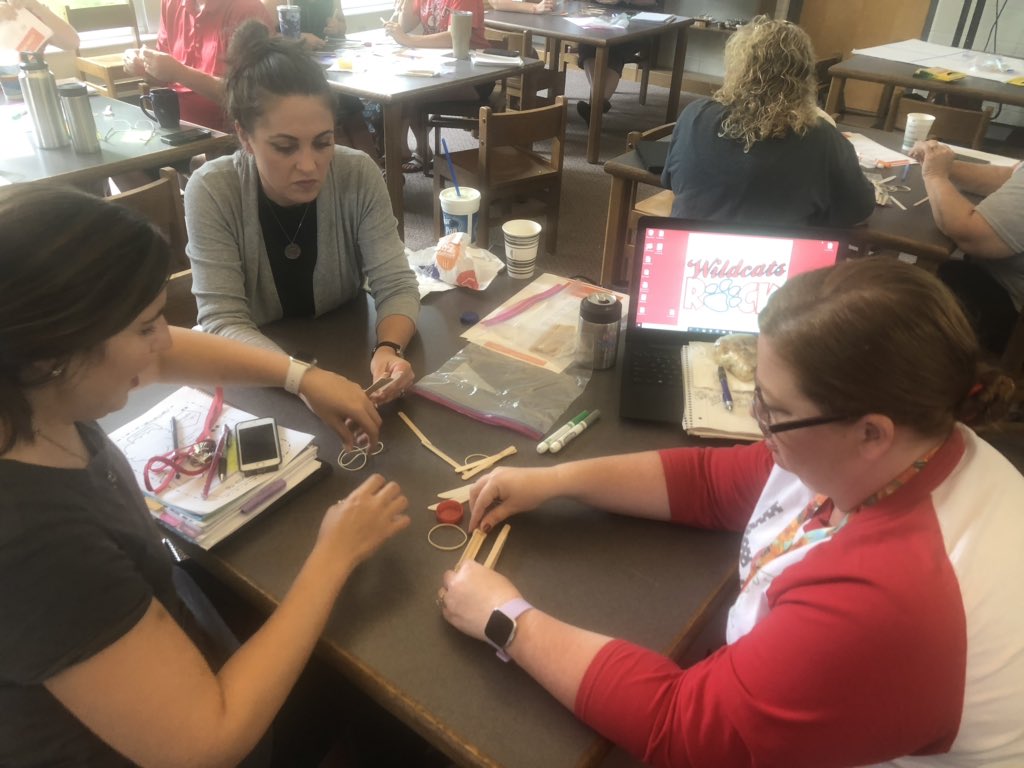 BeckyAshe's tweet photo. You know @theTSIN is in the house when @ACESwildcats1 teachers become designers to solve a problem! #activePD #PBLchallenge @STEMignites https://t.co/7QA8ny2Ftr