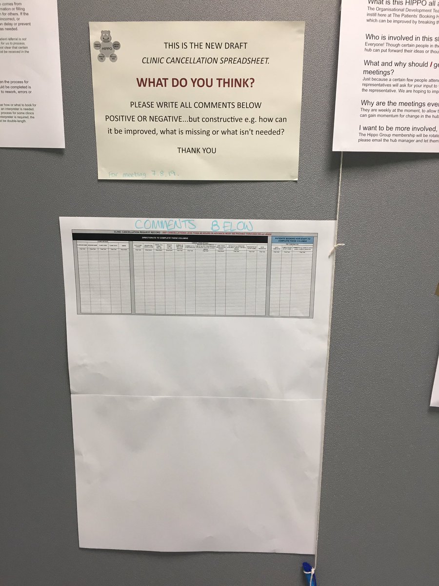 thorniusmaximus's tweet photo. The #SheffieldTeachingHospitals #PatientsBookingHub HIPPO “Talking Wall” is coming along nicely. Encouraging all #team members to add their thoughts to the #qualityimprovements are working on alongside @STHODD with support from @EmVar2 &amp; @Michell96083998 #makethingsbetter #NHS https://t.co/kBa5ZERIk4