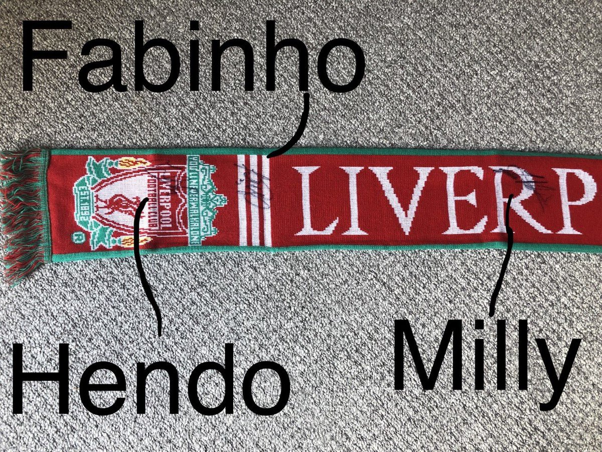 KopitePodcast's tweet photo. 🚨| #GIVEAWAY

To celebrate the start of the new season, we're giving away this #LFC scarf - hand-signed by James Milner, Fabinho and the skipper, Jordan Henderson, while on the US Tour in South Bend, Indiana!

Just retweet and follow us to enter! Closes next week - good luck! https://t.co/VI68ygeel8