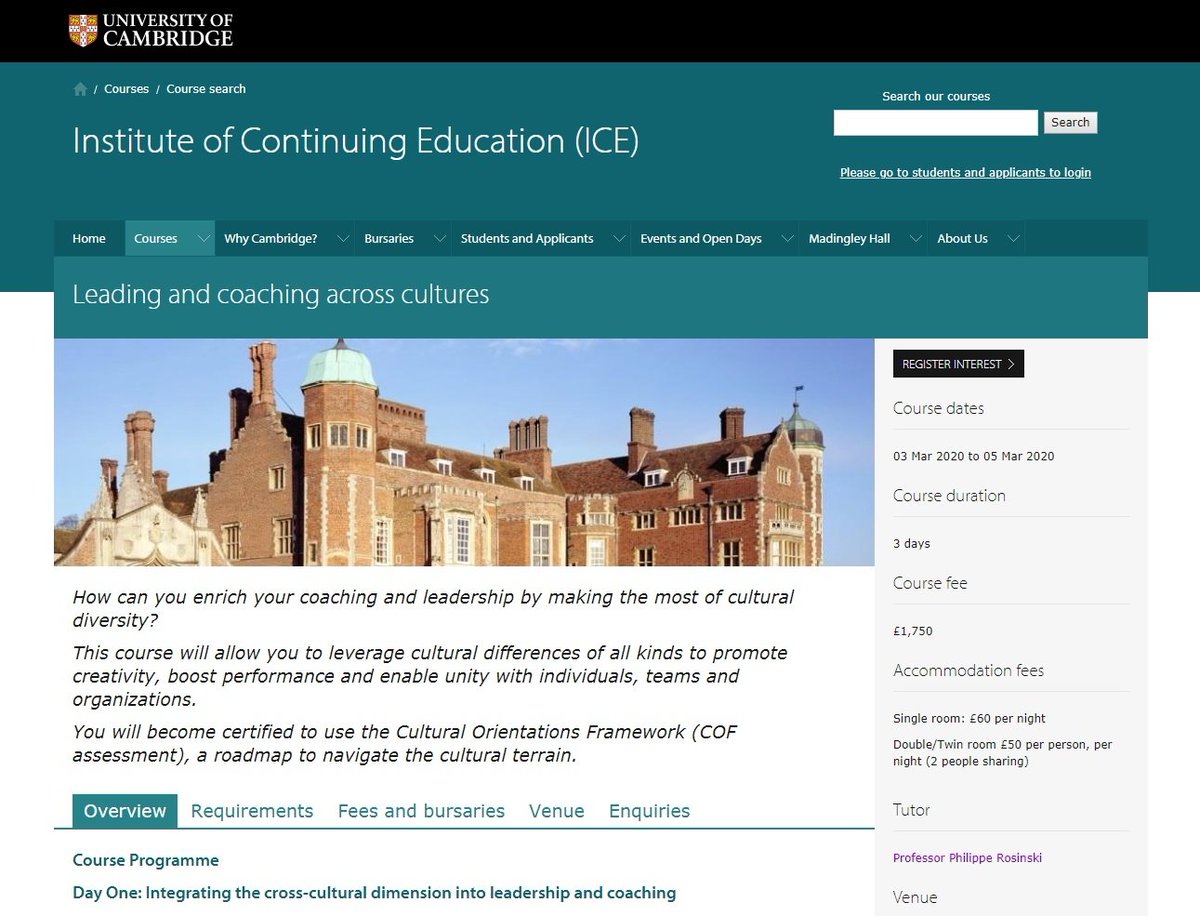 I am very pleased to announce that I will be co-delivering our Leading and  Coaching Across Cultures / COF certification seminar at the University of CAMBRIDGE (Institute of Continuing Education) with Alexandra Terhalle.
See lnkd.in/gztyjyp and lnkd.in/gksxeme !