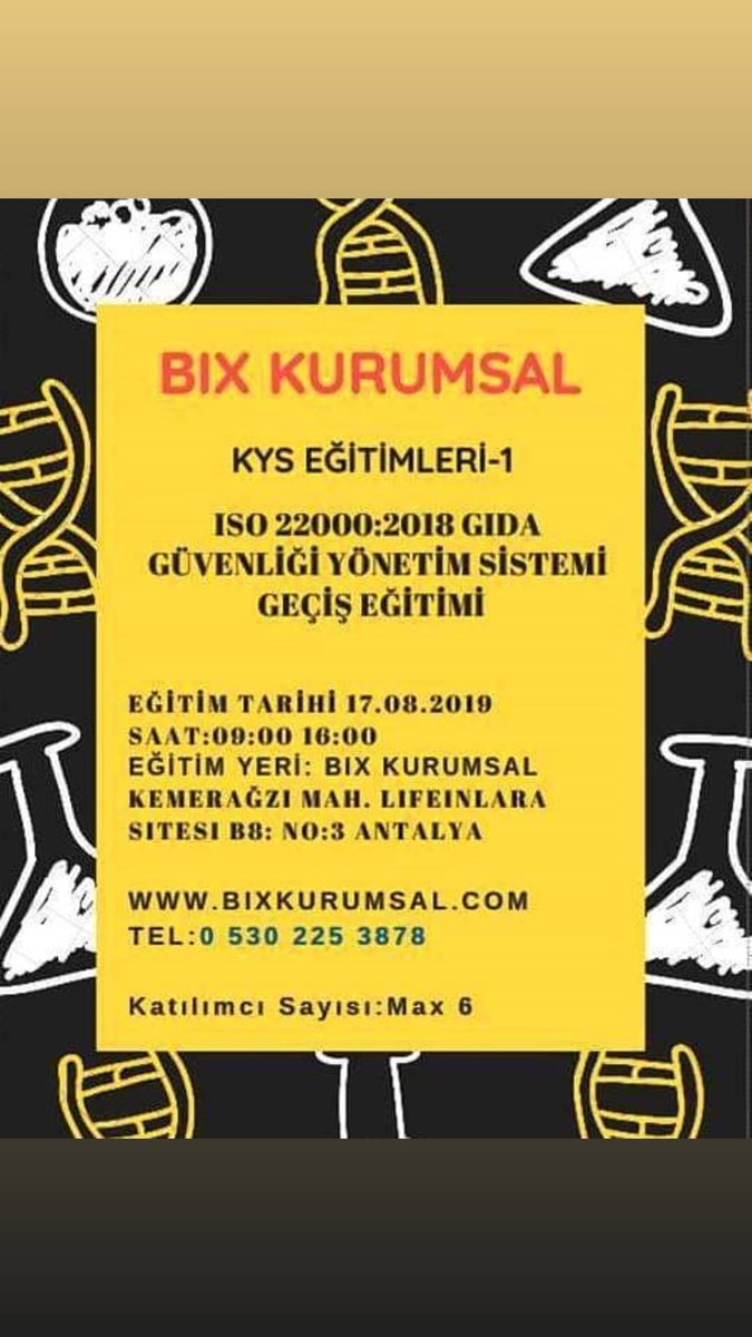 ISO 22000:2018 Gıda Güvenliği Yönetim Sistem Geçiş Eğitimi.
Genel Katılıma Açıktır.