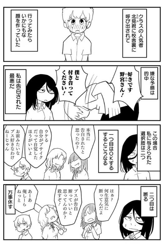 顔がこの世に向いていない女子が人気者に告白されたら…？