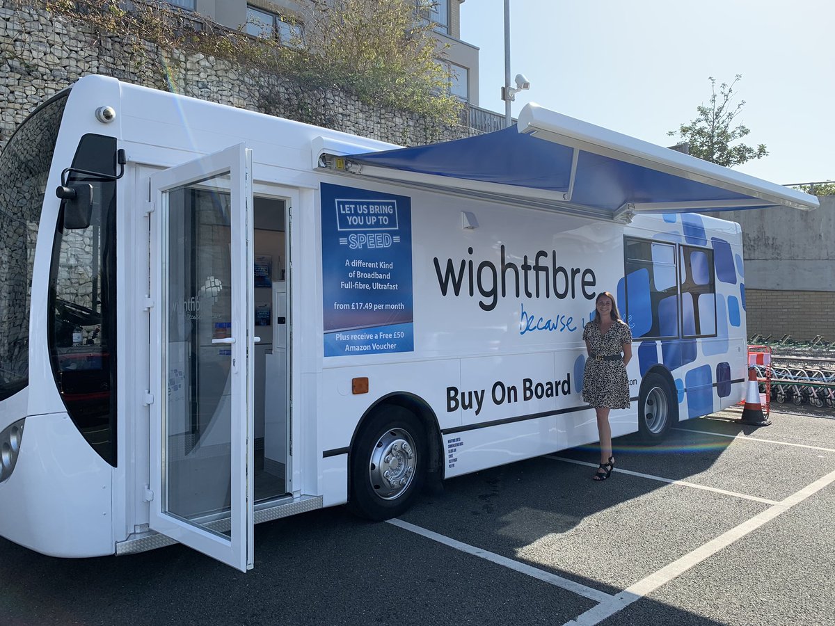 WightFibre's tweet photo. Pop and see us today in East Cowes at Waitrose. Hop on board our mobile store and find out about Full-fibre and a different kind of broadband. #FastestIW #local #IsleofWightBusiness https://t.co/XZgsQzruyw