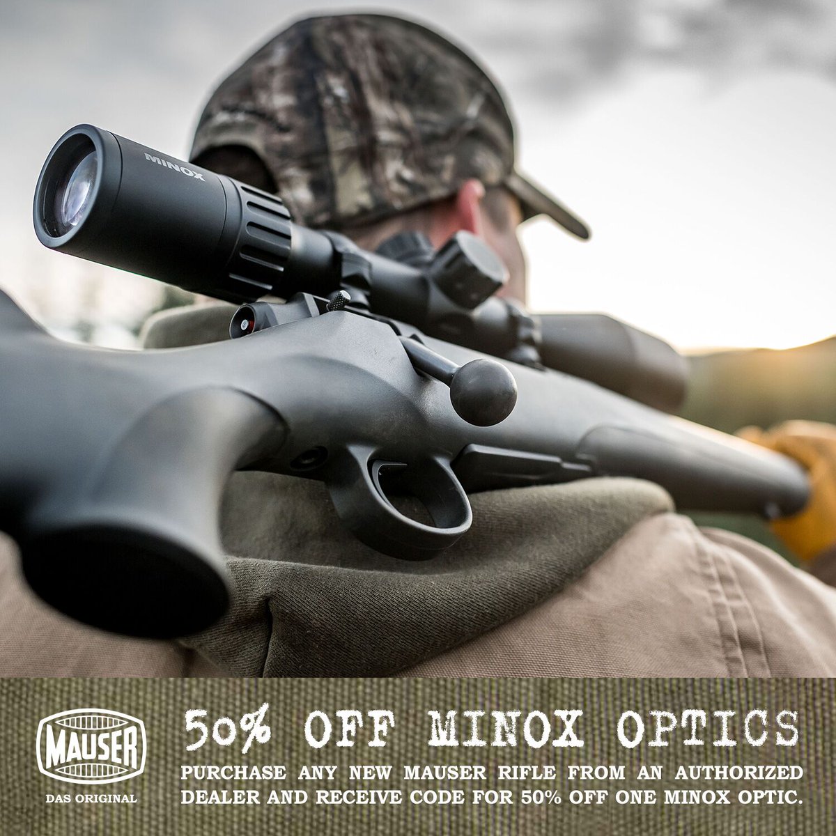 Mauser_USA's tweet photo. Buy a new #MAUSERUSA #rifle from any authorized dealer, and you'll receive 50% off your next #Minox purchase. Contact your local #MAUSER dealer today for details.
#rifles #riflescope #mauser18 #mauser03 #mauser12 #mauser98 #huntinggear #huntingrifles #scopes #optics https://t.co/OBjJDLHHac