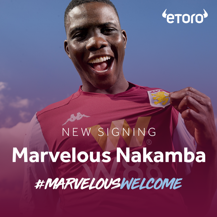 AVFCOfficial's tweet image. We are delighted to announce the signing of Marvelous Nakamba for an undisclosed fee.

Full story 👉 bit.ly/2GFXueF 

Breaking news brought to you by @eToro.

#MarvelousWelcome #AVFC