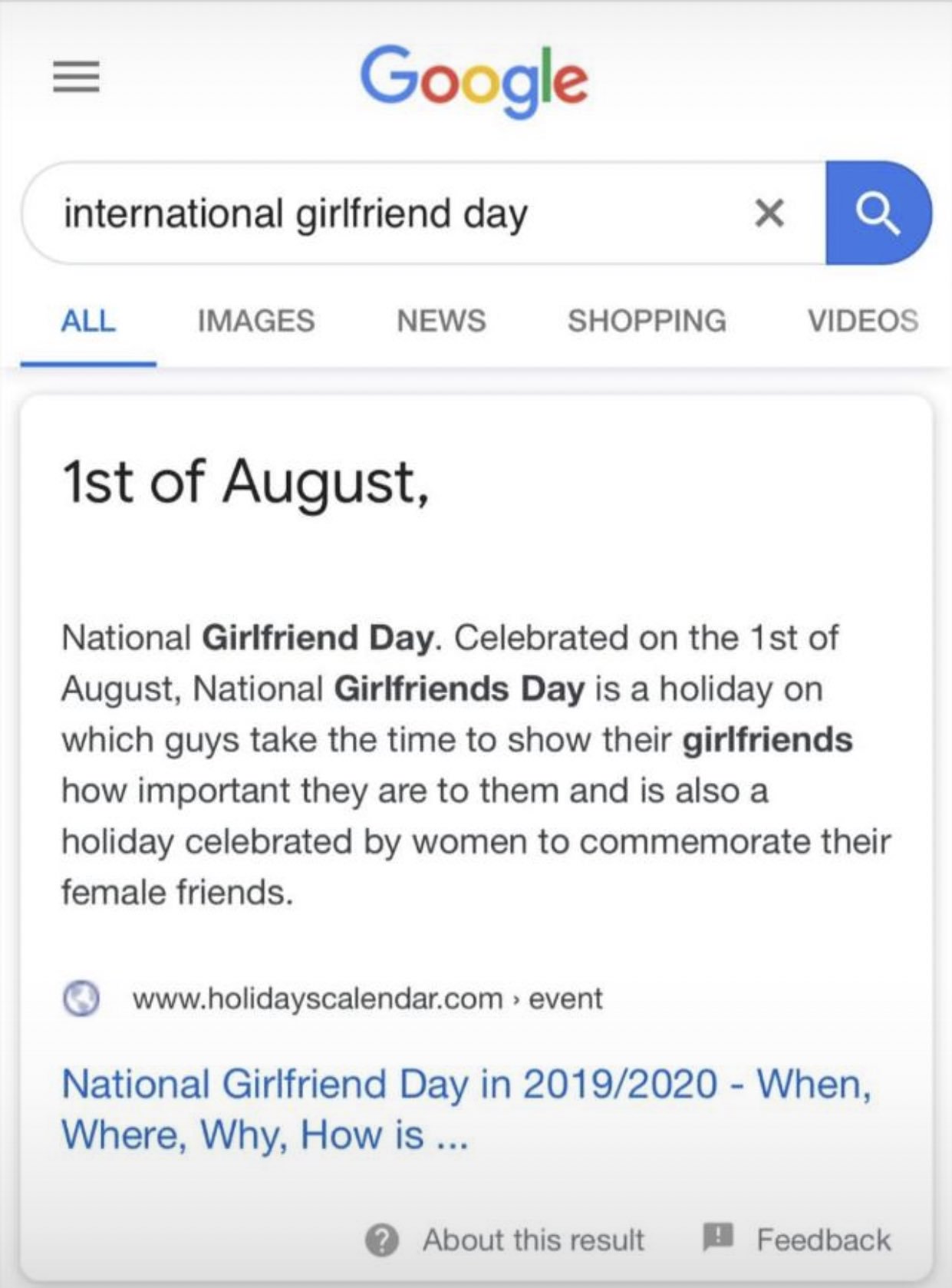 Girlfriend day international When is