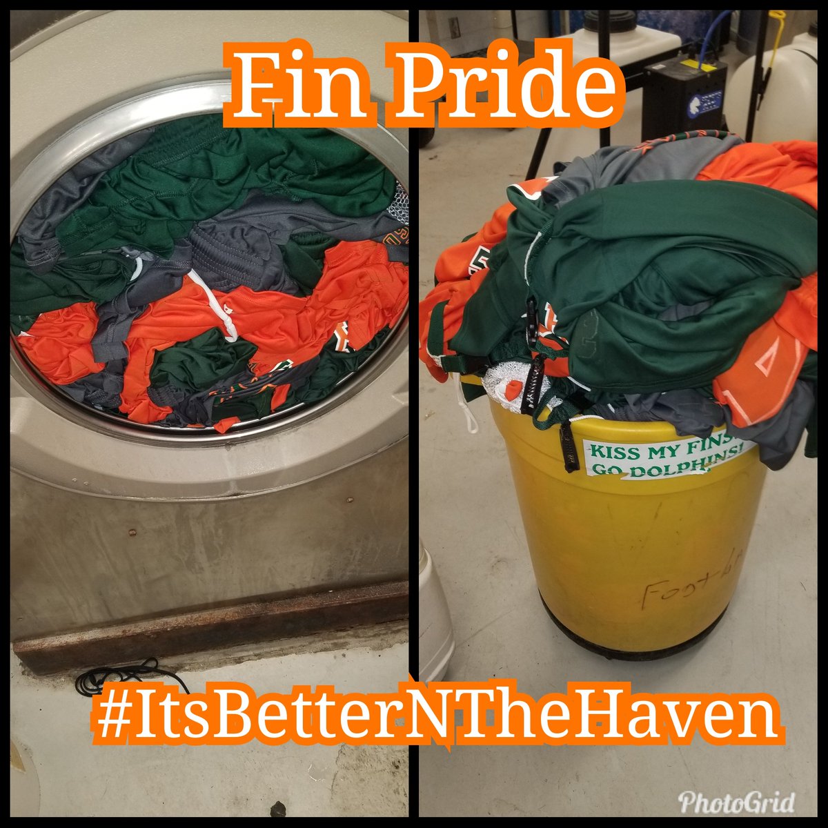 5:51 am and I am here at Mosley washing the Fins practice clothes.... There can't he any entitlement or 'I'm to good for this' mentality on a Championship Team... #BeSelfless