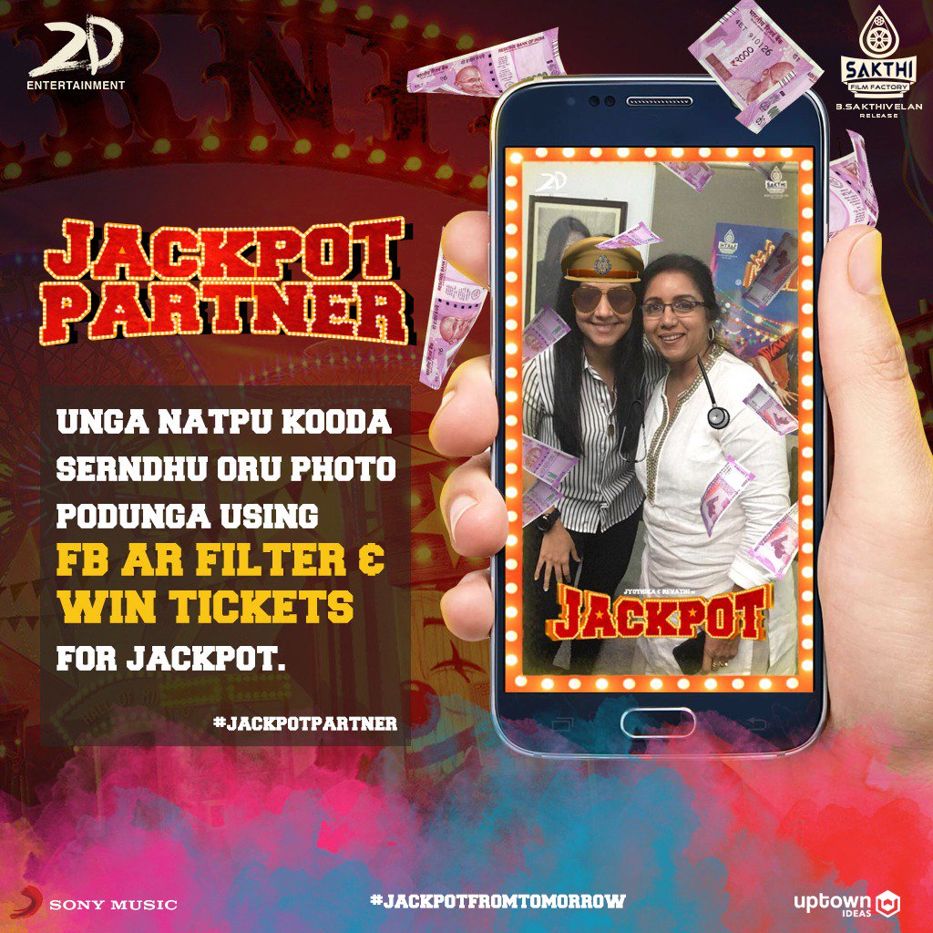 LMKMovieManiac's tweet photo. Vanthuruchi #JackpotPartner.. Use this FB AR filter, click a funny picture with your partner & upload with #JackpotPartner, to win free tickets !
https://t.co/8bRx8CCdMX
#JackpotFromTomorrow https://t.co/FGgC725tcu