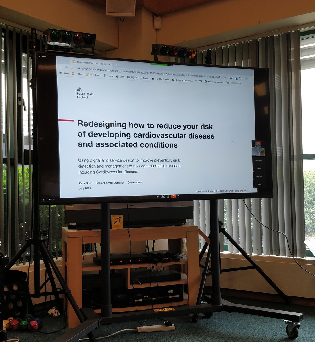 Hindsightery's tweet photo. Watching (and streaming to our canteen) #servicethursday 4. NHS Health Check exemplar presented by @katemburn 💯 https://t.co/MSlOovwTR4