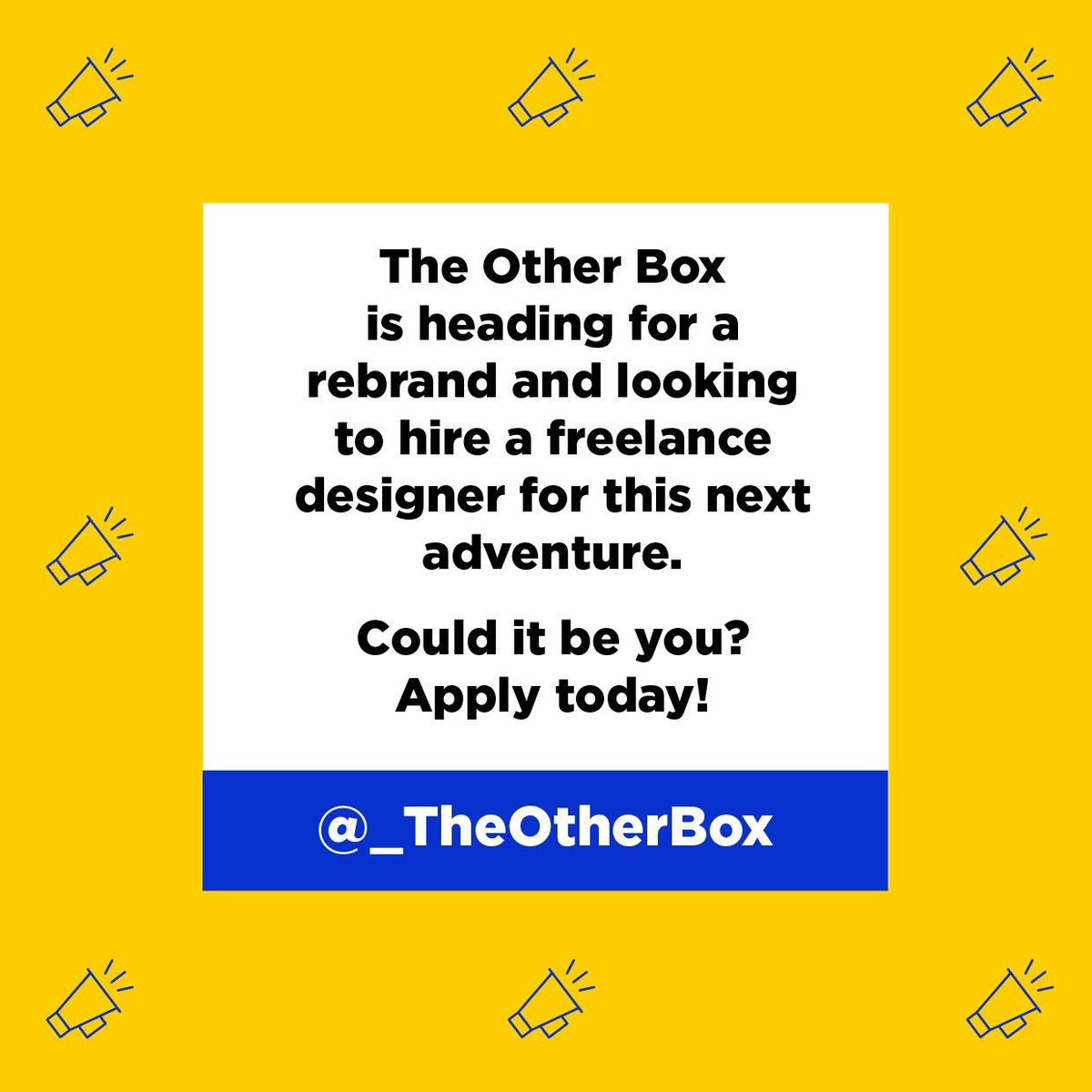 _TheOtherBox's tweet photo. Please RT🚨 We’re rebranding! Tag your freelance designer friends and help us find the right person to see our brand and business into the exciting next phase of our growth. Deadline 30th Aug. More info on our website. https://t.co/t0w0RR6ReP #TOBJOBS #DesignJob #Rebrand https://t.co/LL9gsrj5St