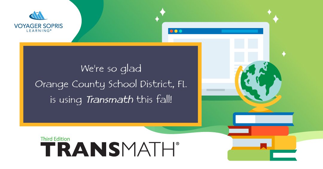 VoyagerSopris's tweet photo. Welcome to the VSL family, @OCPSnews! We look forward to all of your #student success with #TransMath. #VoyagerSopris #Teachers #Math #education #intervention https://t.co/oPTVtbE0yU