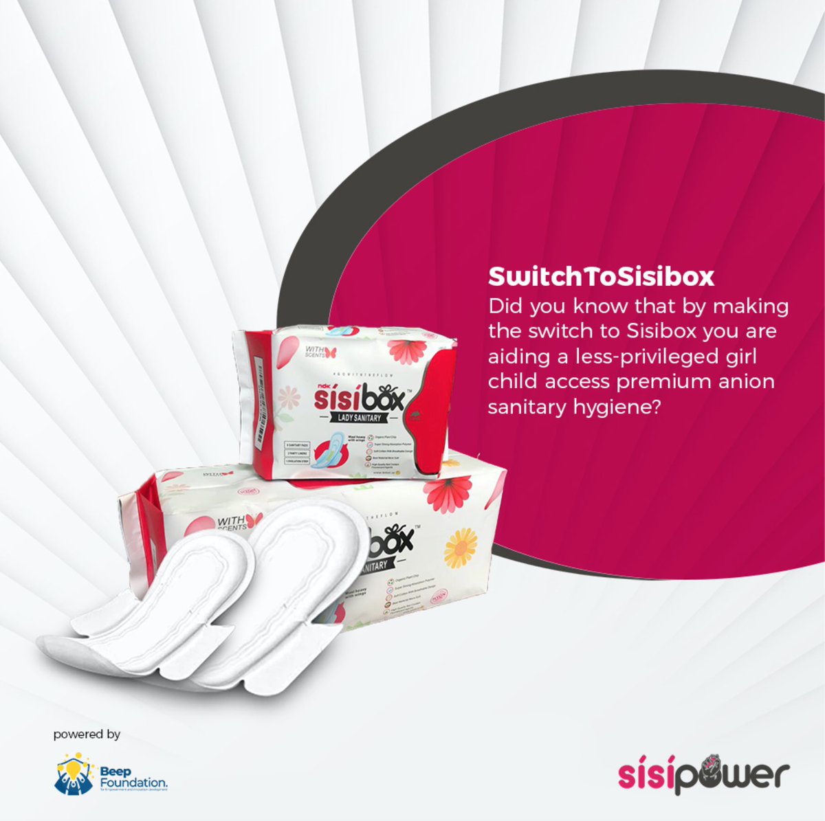 Make the switch to SisiBox this month and your period shall be an 'AUGUST VISITOR' 😉😎 #NoCrampsNoQualms #LifeisABedOfRoses!❤️
.
#sisibox #sanitarypads #anionpads #blockchain