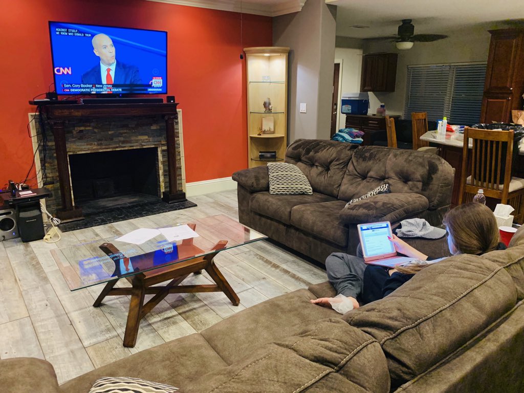 RabbiJacobs's tweet photo. My newly 18-year-old daughter watched the #DebatesCNN with me as we began our vacation. On her own, she grabbed her laptop and registered to vote. #prouddad @CoryBooker @CNN https://t.co/0rRwnhsI6I