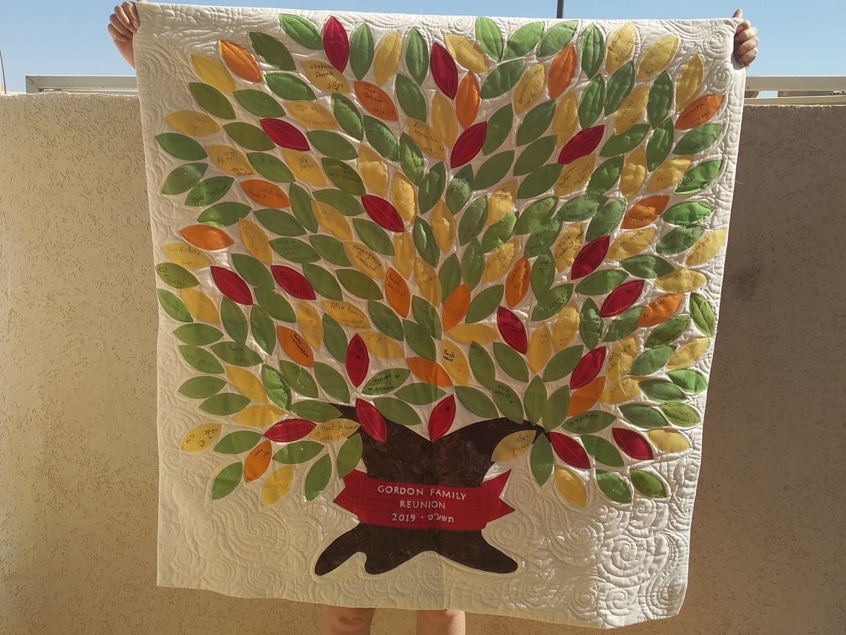 I made a quilt for our family reunion. I'm really pleased with the way it came out quiltisrael.com/gordon-family-…