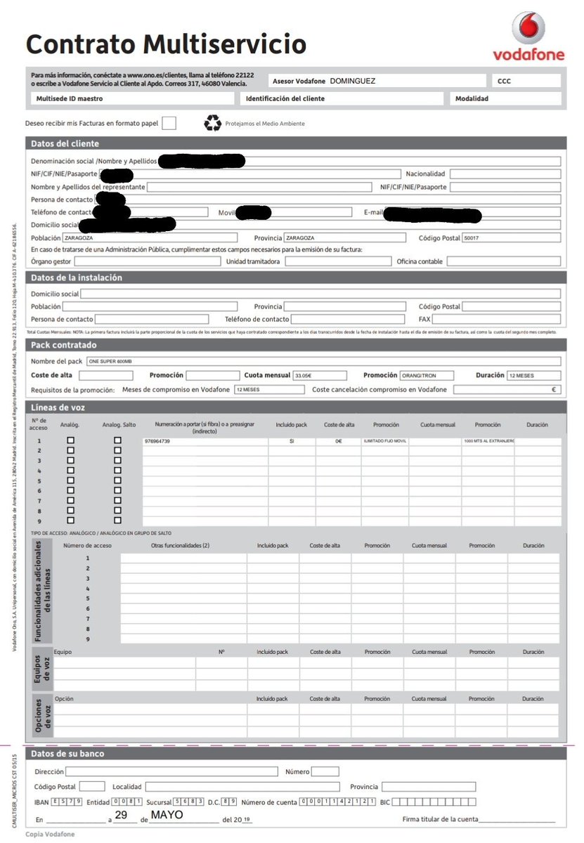 re_loved_'s tweet photo. @vodafone_es Este contrato no es vuestro?Pues la proxima factura que me llega la devuelvo y las anteriores tambien! Si no os consta ningun contrato! Esto ira a @consumidores o @ConsumoAragon ! Haceis lo que os da la gana... https://t.co/vMm1KFolqR