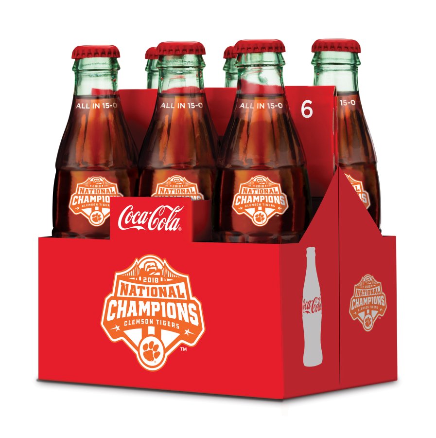 2018 Clemson Tigers National Championship Coke Coca Cola 6 pack Cans and Bottles 