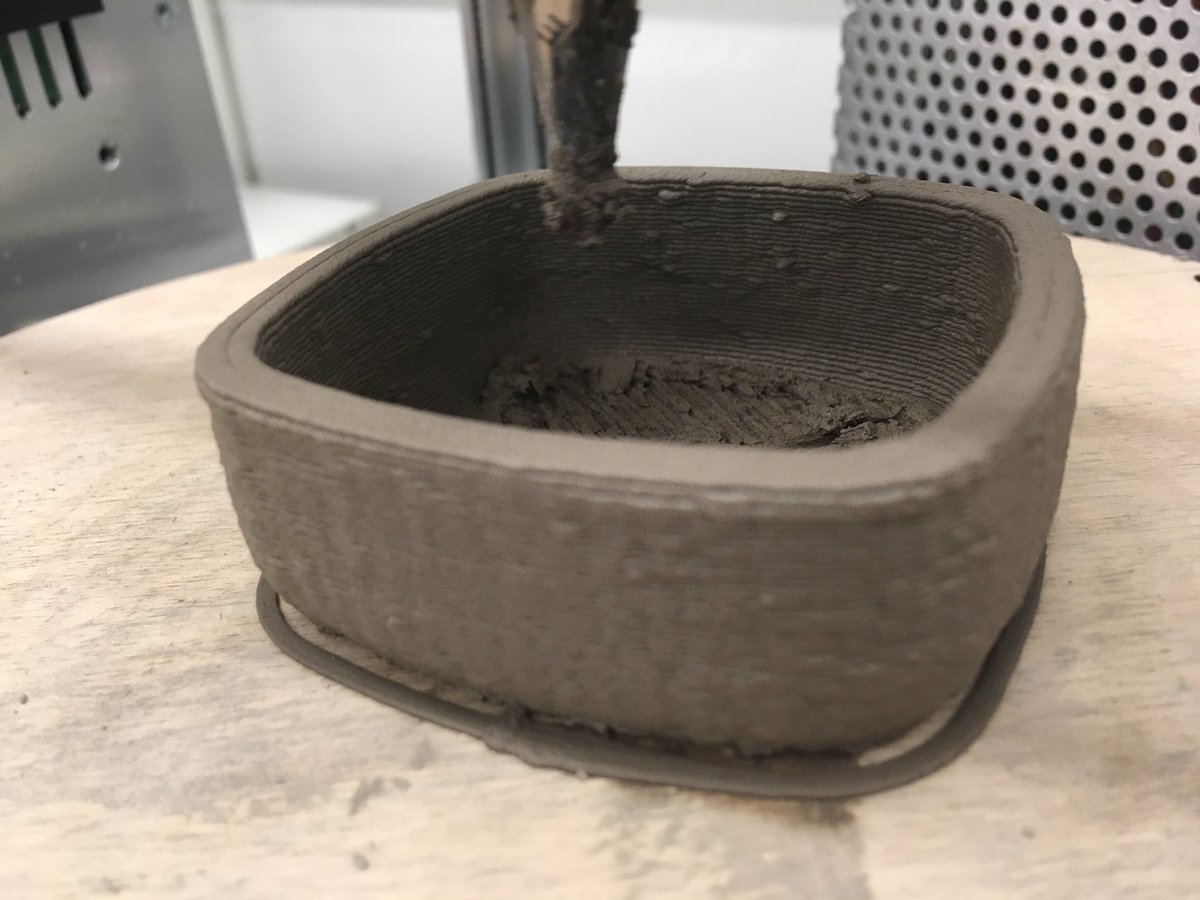 kerry_truman's tweet photo. it might not start out looking the prettiest.. a bit of tinkering to get the #Claybot feeds/speeds sorted relevant to the object you are making and things get on nice and smoothly.. this little milk cup is about 100mm high and prints in about 16mins..!? #dtchat #makershour https://t.co/k80EfnjCmX