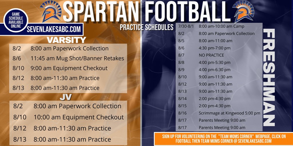 7LHSFootball's tweet photo. Practice Schedules https://t.co/rmstC5U7aU