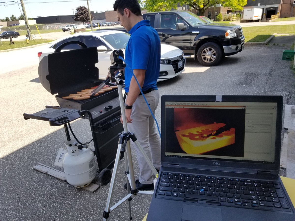 VistaTweets's tweet photo. Letting our Summer co-op student Michael Nasello man the grill for today's BBQ lunch. We also had fun testing one of our thermal cameras out, pretty safe to say the grill is hot!
#thermalimaging #camera #machinevisionengineer https://t.co/9EbqWDAthy