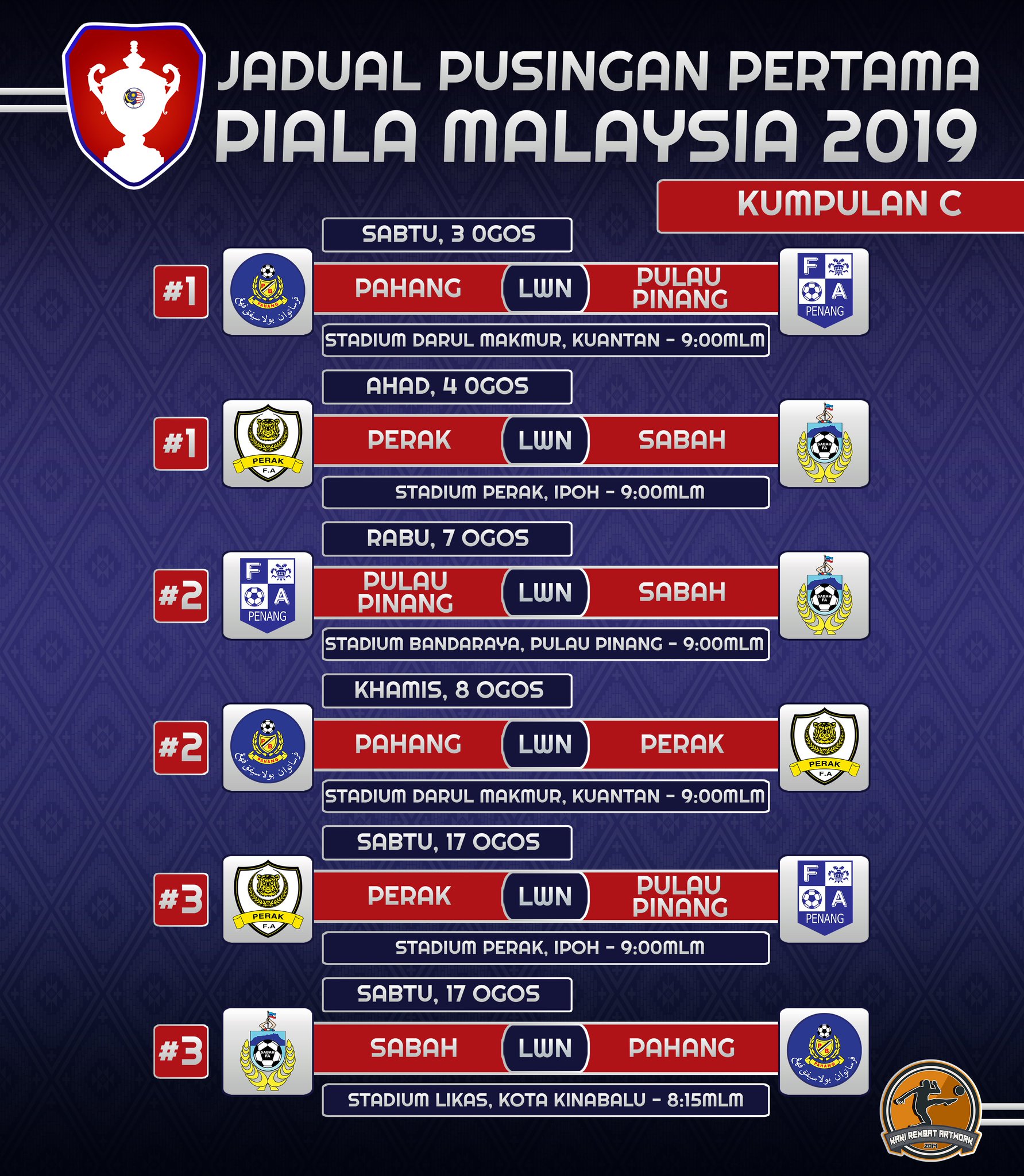 Kaki Rembat Artwork Twitterissa Jadual Pusingan Pertama Piala Malaysia 2019