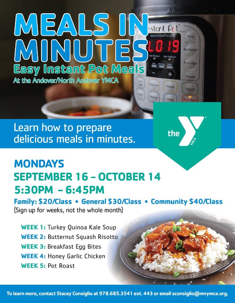 Lots of fun cooking classes happening at The Y! @MVYMCA👇🏻Register now and come learn how to make an easy, healthy meal for the summer/fall! 🥗😋 #culinaryfun #BeatTheHeatNoStoveMeals #MealsinMinutes