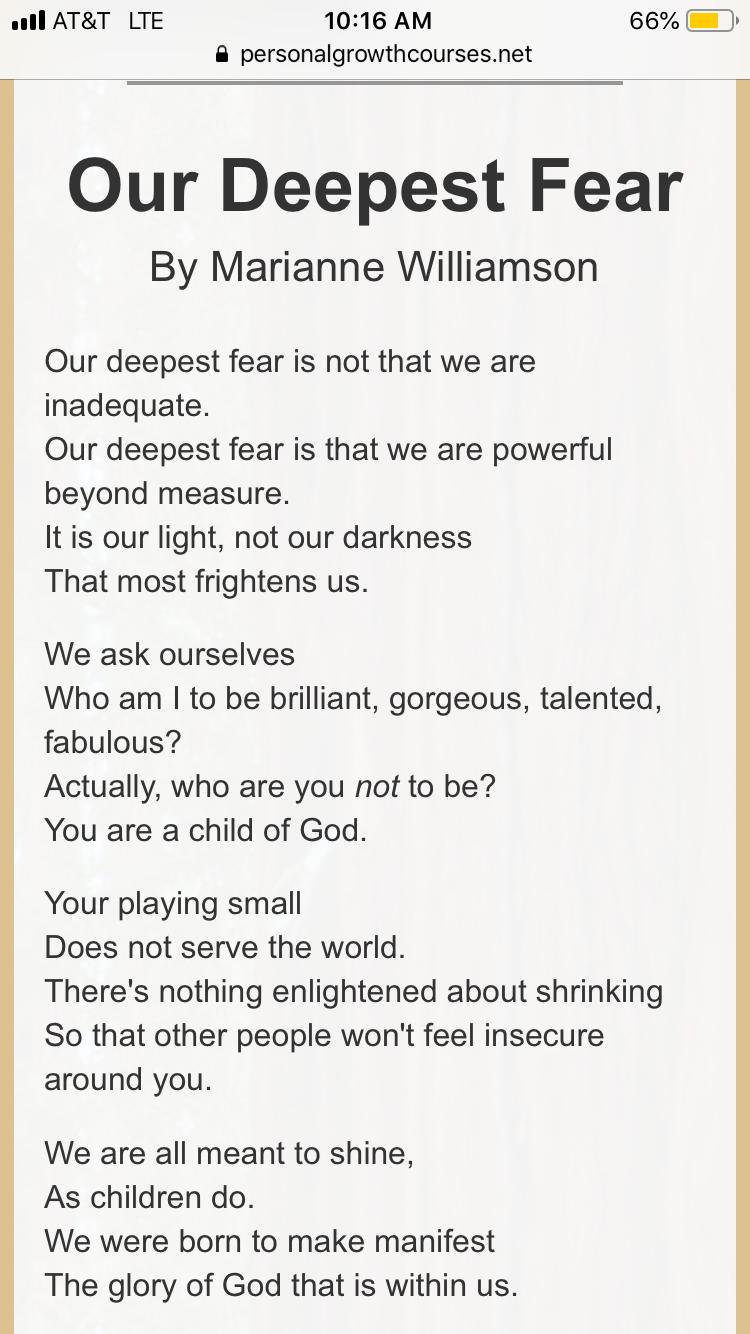 Our Deepest Fear Is Not That We Are Inadequate Coach Carter
