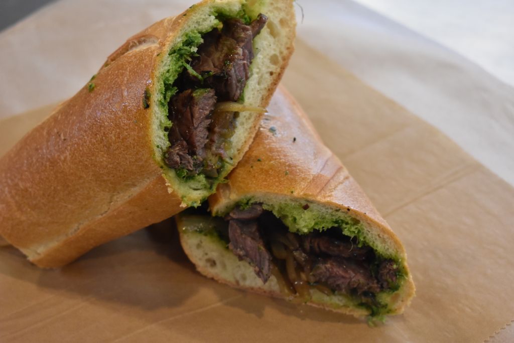 A cool way to get hot protein!  Our Buenos Aires is a steak sandwich with grilled onions and chimichurri.  Try it with an egg and gruyere and you’ll never go back :)