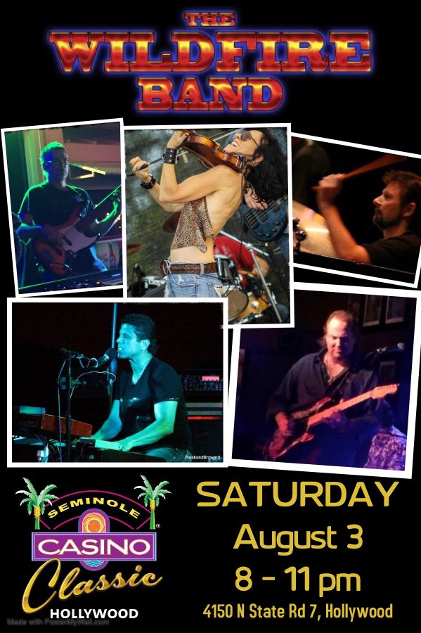 WildFireBandFL's tweet photo. SATURDAY night in Hollywood FL @SeminoleClassic 8-11pm, come rock with us..... https://t.co/zaLfg2DihH