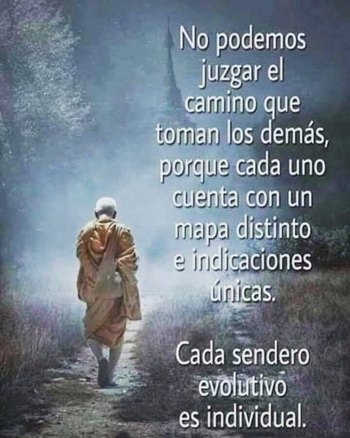 No podemos juzgar el camino que toman los demás, porque cada uno cuenta con un mapa distinto e indicaciones únicas. 
Cada sendero evolutivo es individual