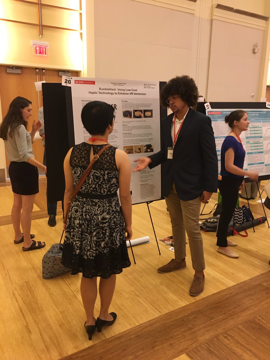 DerekAHam's tweet photo. Two of my amazing design students presented their work at the #NCSU Summer Undergrad Research &amp; Creativity Symposium #Design @NCStateDesign https://t.co/DjzsUdZGSG
