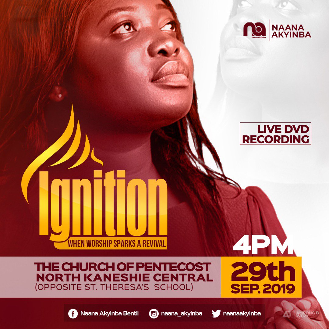 NoelMicky's tweet photo. There's going to be a great move of the Lord God Almighty.
*#Ignition*
*#WhenWorshipSparksaRevival*
*#29thSeptember*
*#COPNorthKaneshie*
*#NaanaAkyinba*
*#LiveDvDRecording*
*#HolyGhostNight*
*#NightofWorship* https://t.co/4nI2mBVbjg